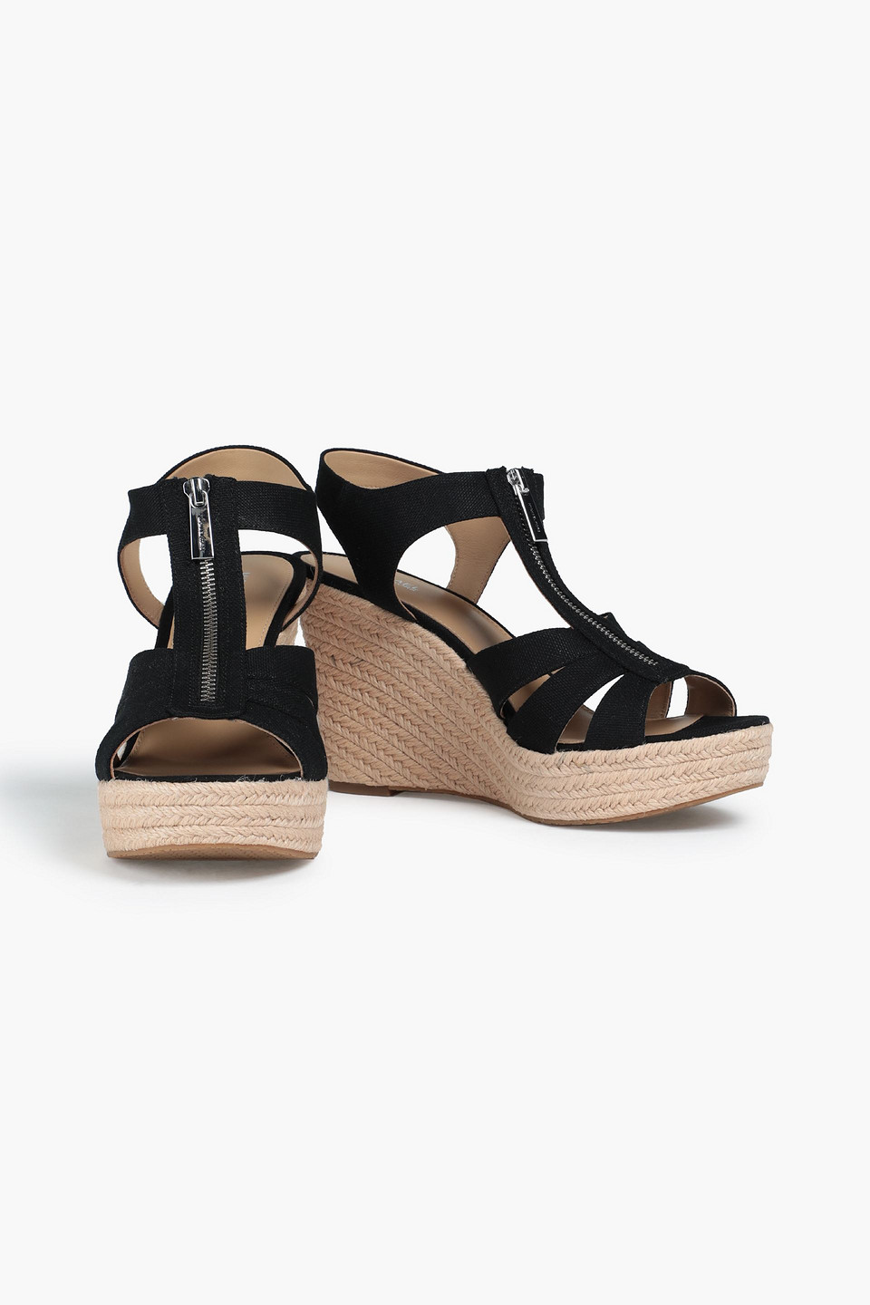 Michael Michael Kors Berkley Canvas Wedge Sandals In Black