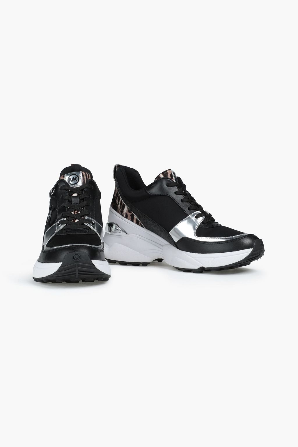 MICHAEL MICHAEL KORS Mickey metallic leather-paneled scuba sneakers