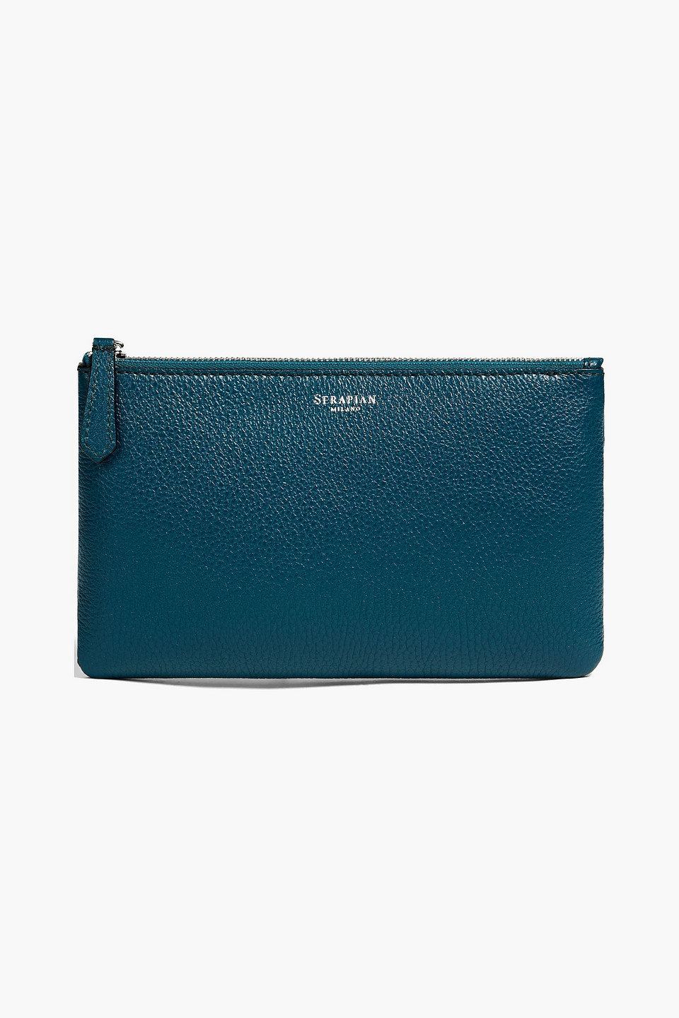 Serapian Woman Pebbled-leather Pouch Petrol Size --
