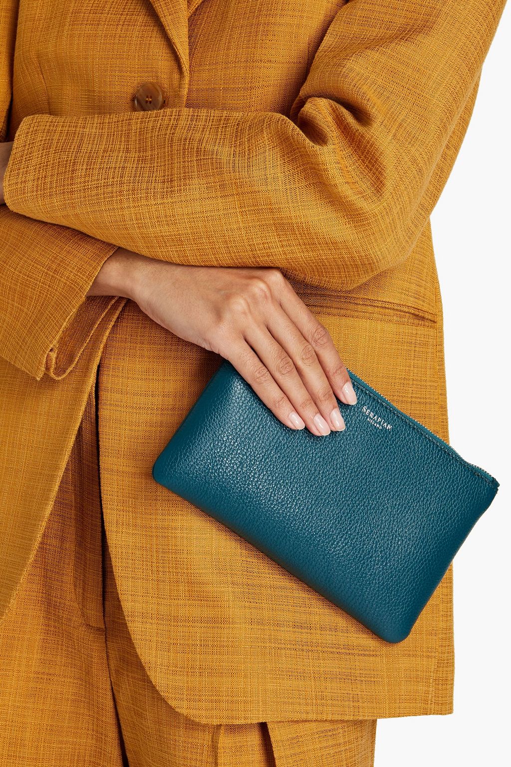 SERAPIAN Pebbled-leather pouch