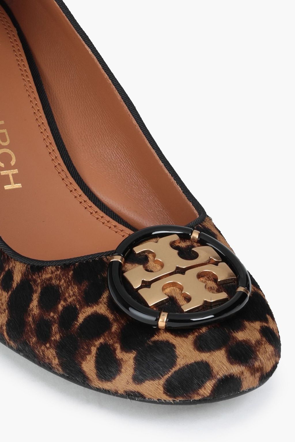 TORY BURCH Minnie embellished leopard-print calf hair pumps