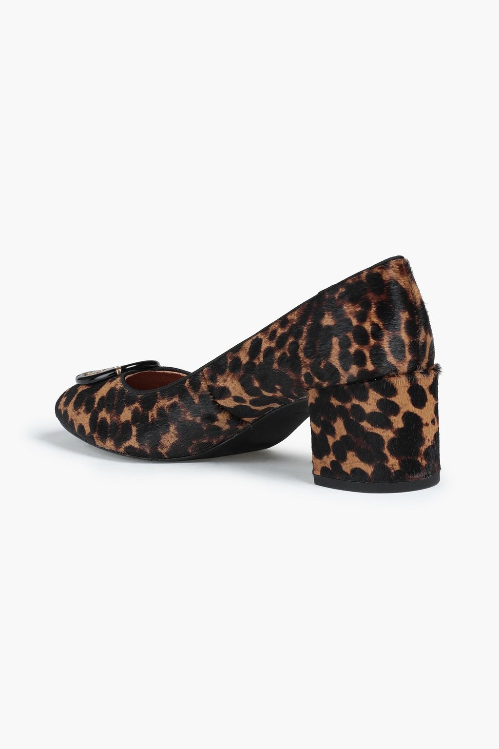 TORY BURCH Minnie embellished leopard-print calf hair pumps