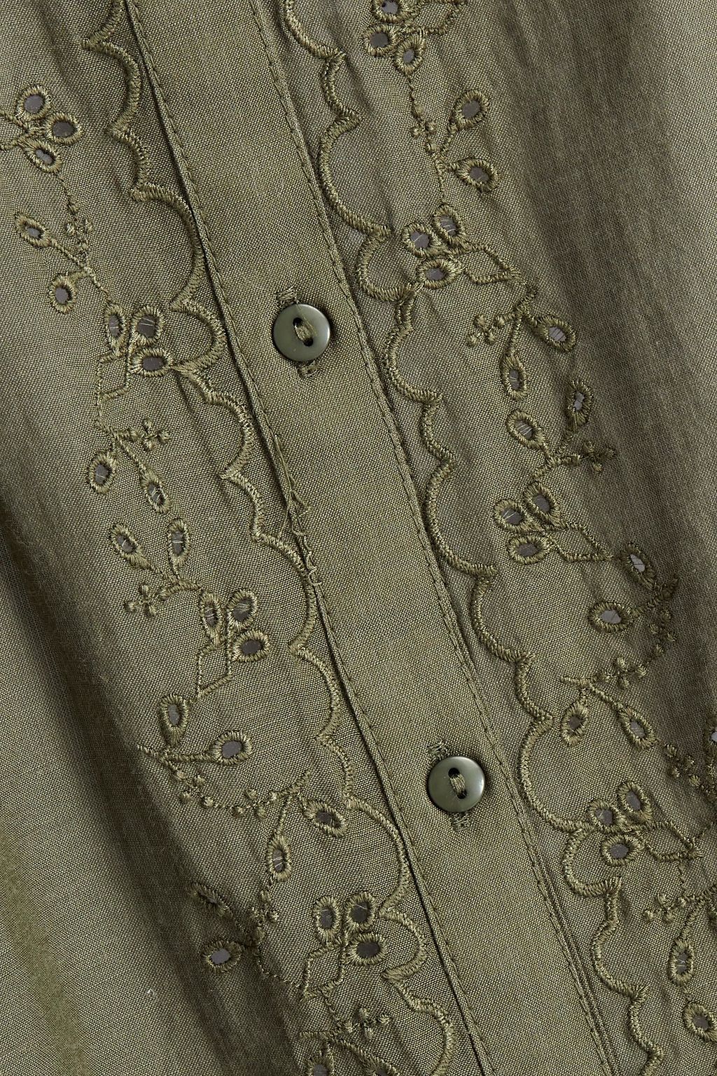 VELVET BY GRAHAM & SPENCER Catherine broderie anglaise-trimmed cotton-blend mousseline blouse