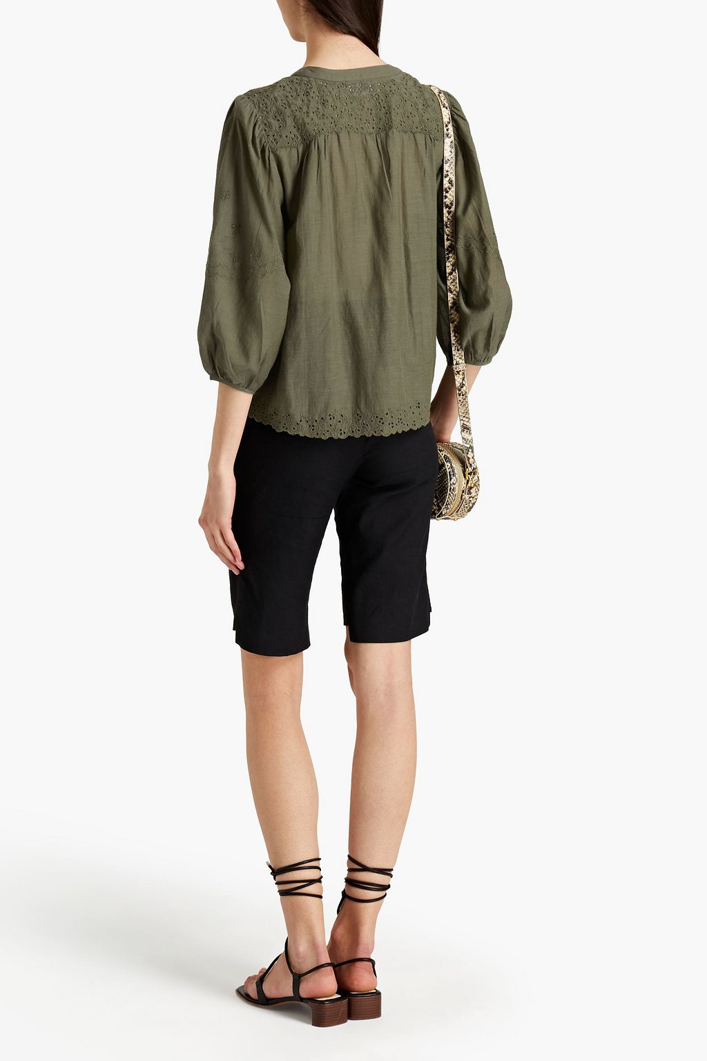 VELVET BY GRAHAM & SPENCER Catherine broderie anglaise-trimmed cotton-blend mousseline blouse