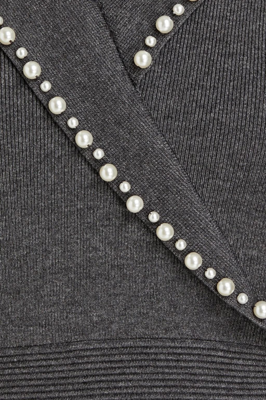 SANDRO Suity faux pearl-embellished knitted mini dress