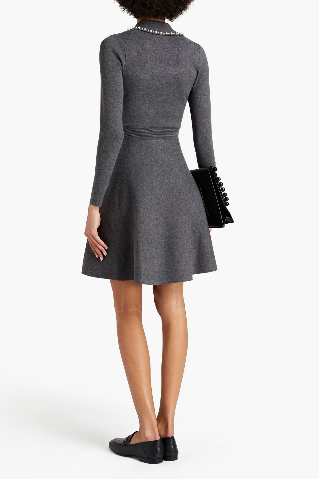 SANDRO Suity faux pearl-embellished knitted mini dress