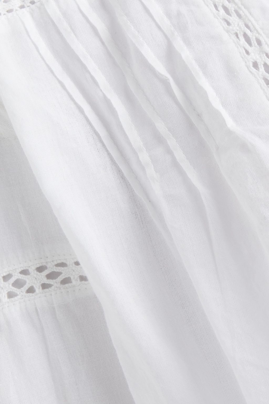 VELVET BY GRAHAM & SPENCER Pia lace-trimmed pleated cotton top