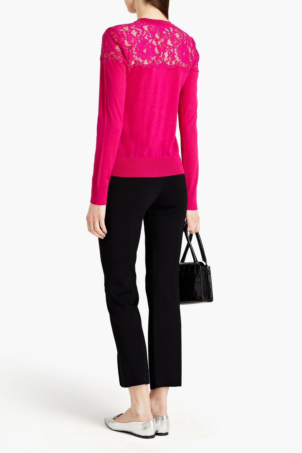 DOLCE&GABBANA Lace-paneled wool-blend cardigan