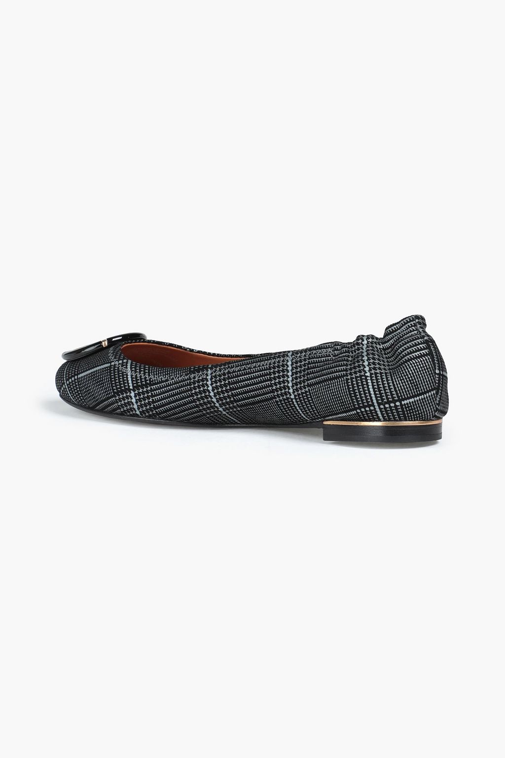 TORY BURCH Minnie embellished checked suede ballet flats