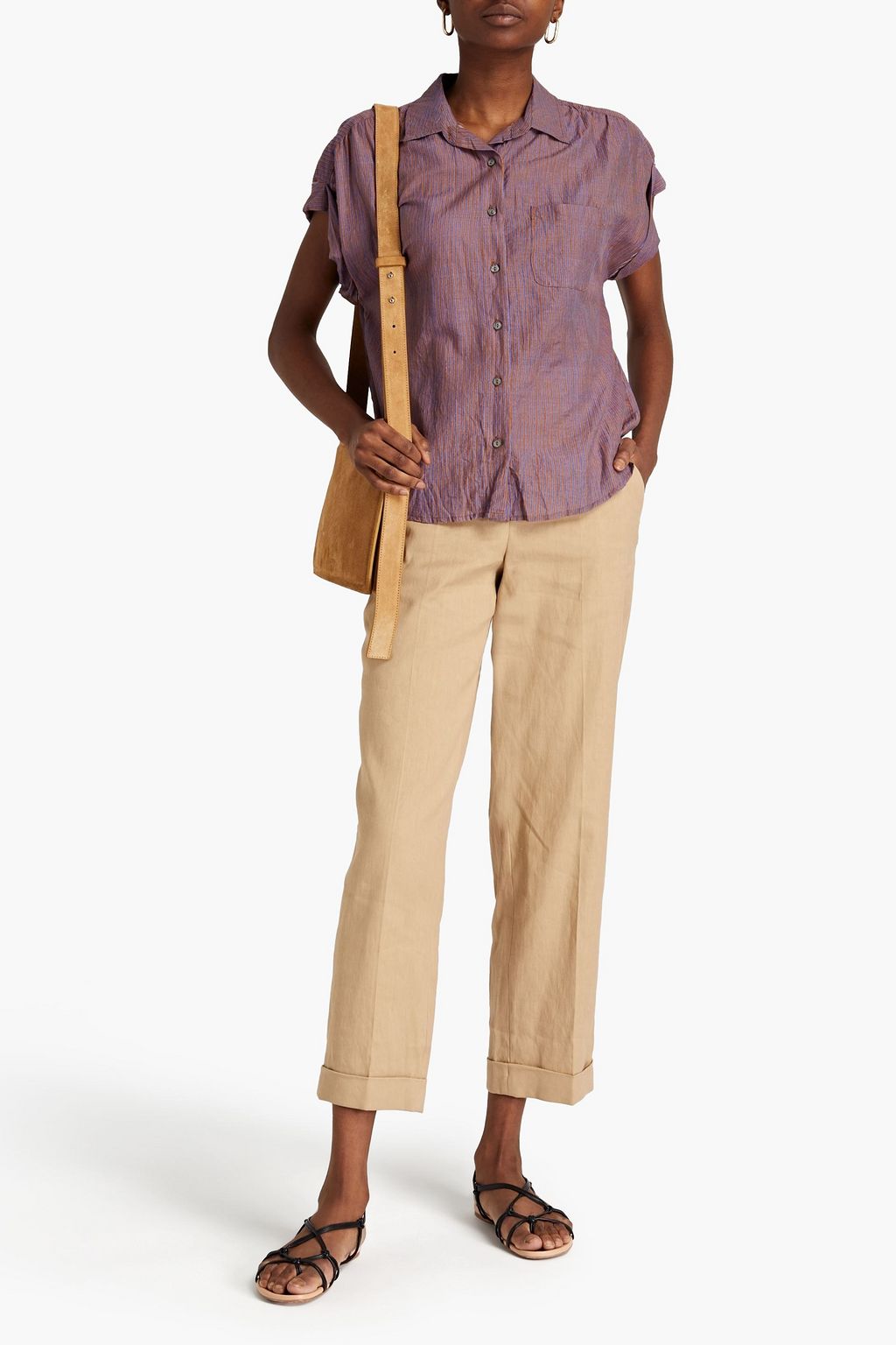 VELVET BY GRAHAM & SPENCER Aleta striped cotton-voile shirt