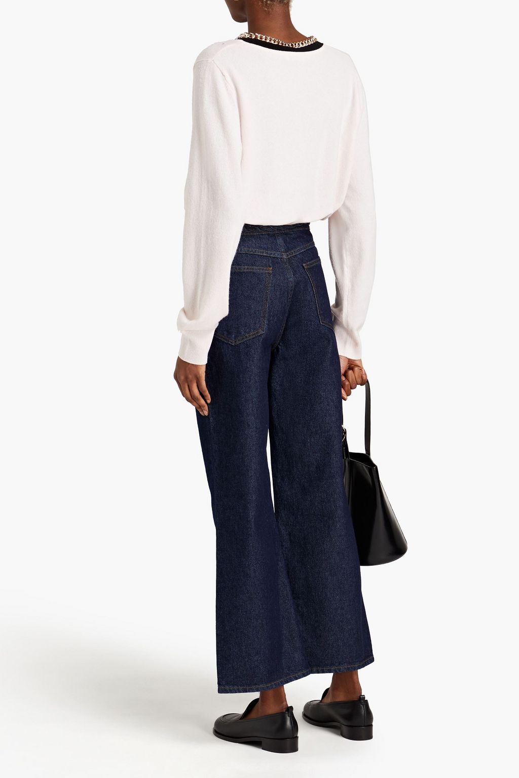 SANDRO Louis braid-trimmed high-rise wide-leg jeans