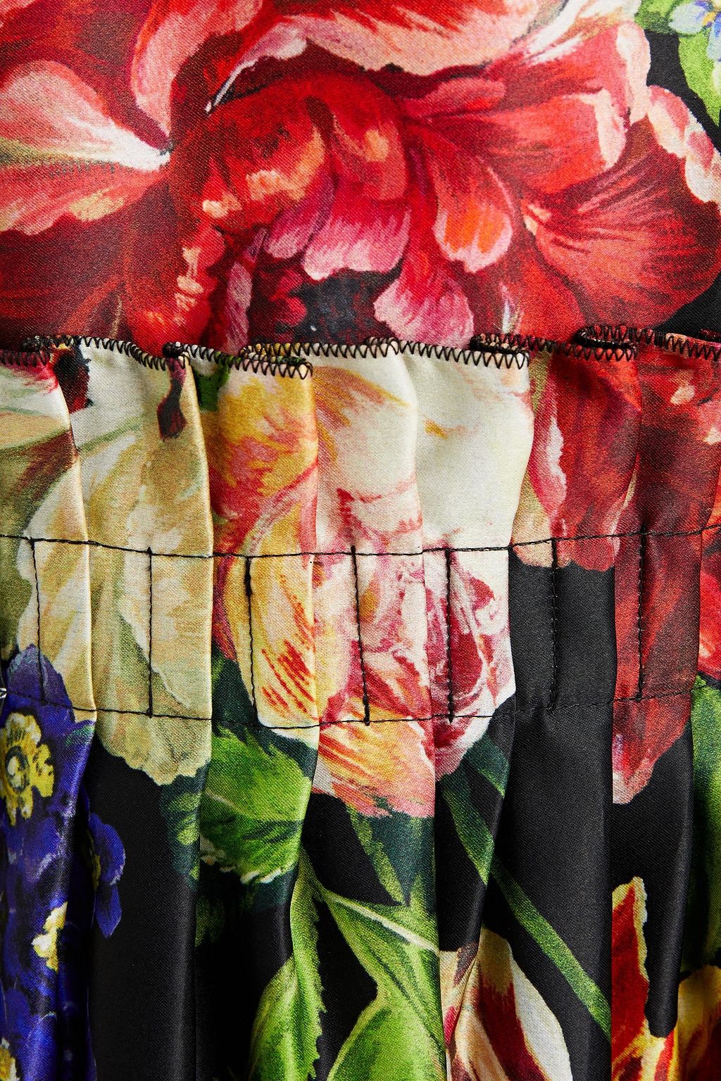 DOLCE&GABBANA Organza-paneled floral-print silk-satin crepe midi dress
