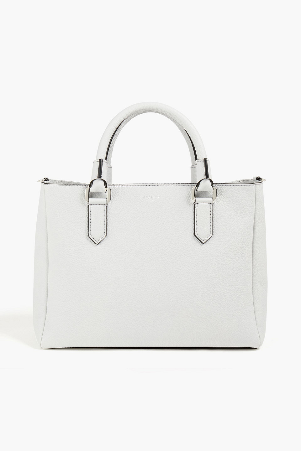 Serapian Woman Lorelei Small Textured-leather Tote Light Gray Size --