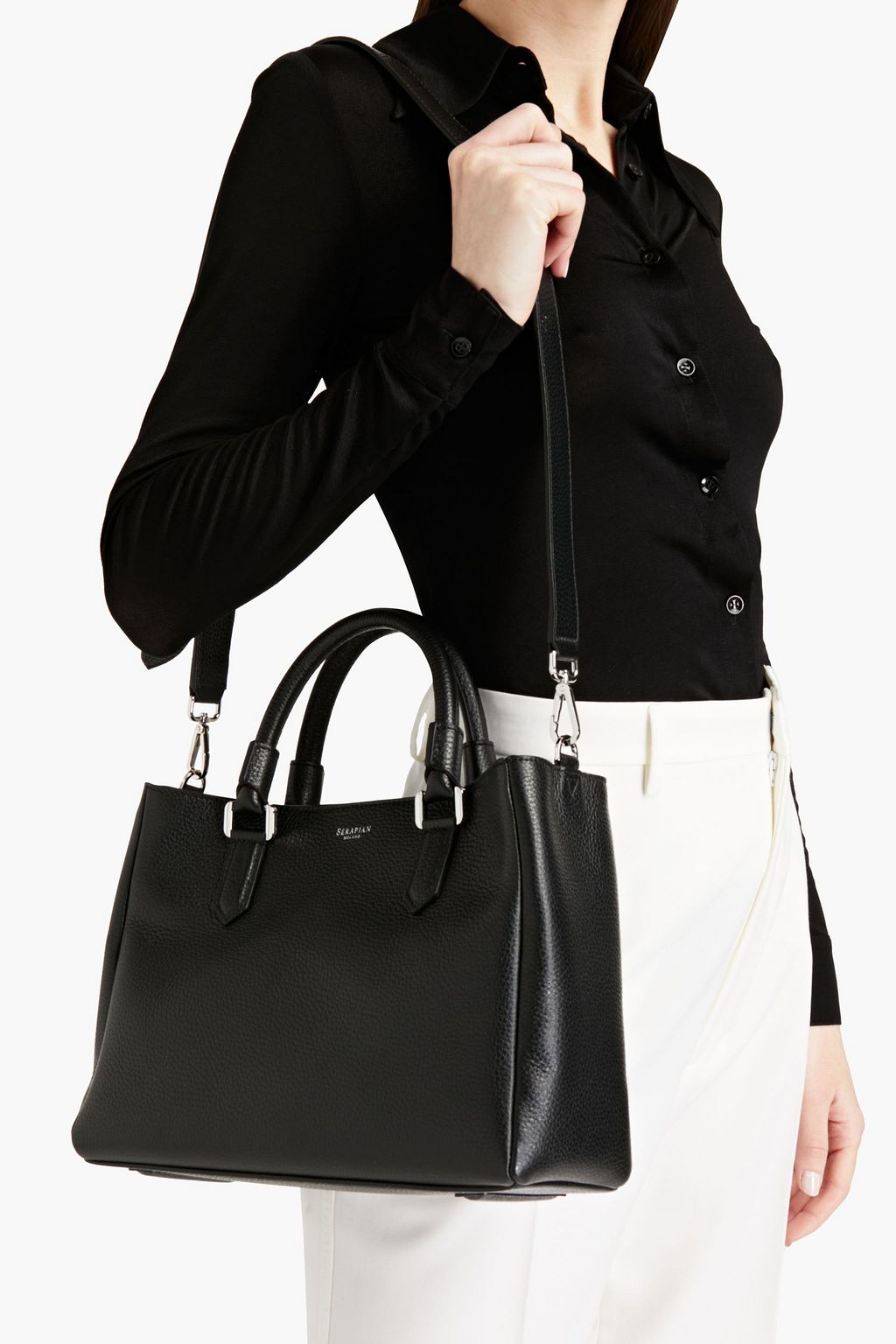 SERAPIAN Lorelei small pebbled-leather tote