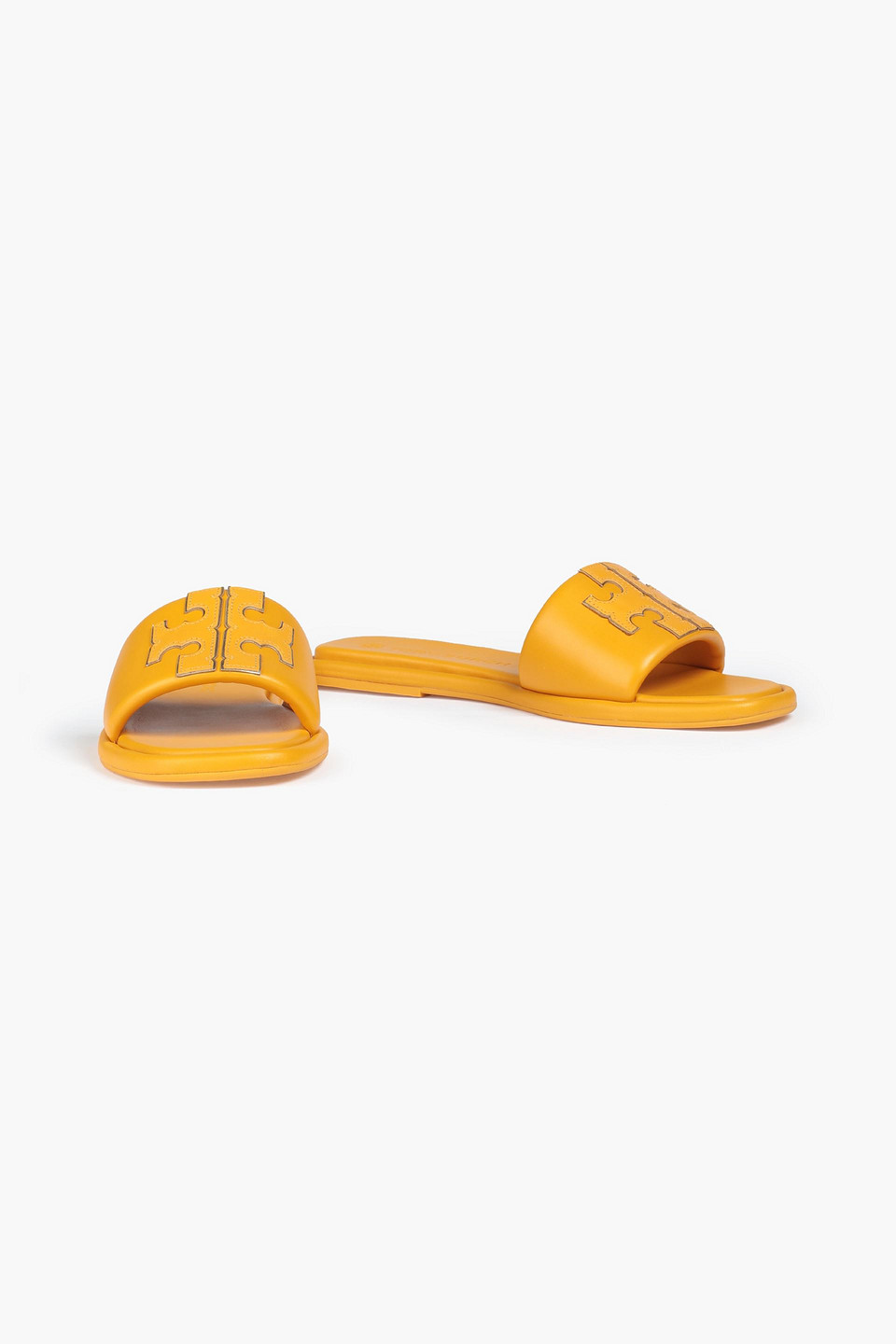 Tory Burch Embellished Leather Slides In Yellow