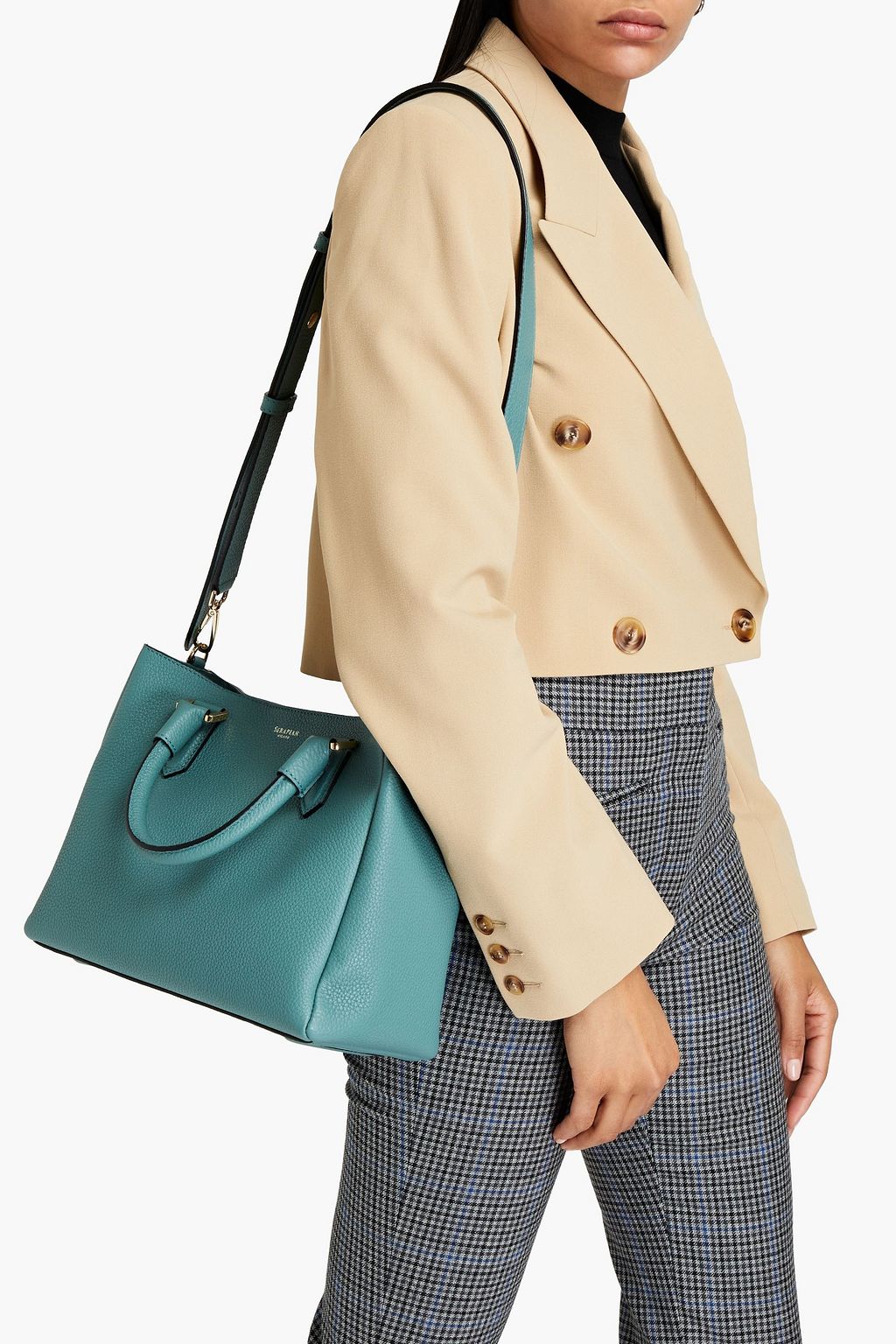 SERAPIAN Lorelei small pebbled-leather tote