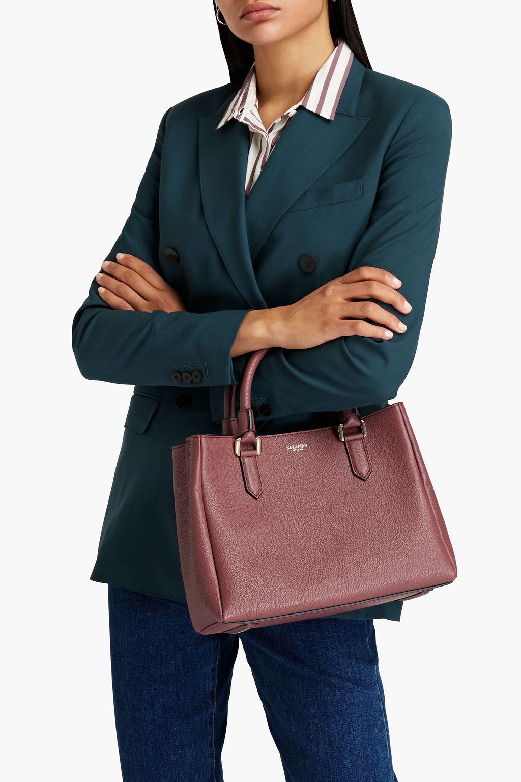 SERAPIAN Lorelei pebbled-leather tote