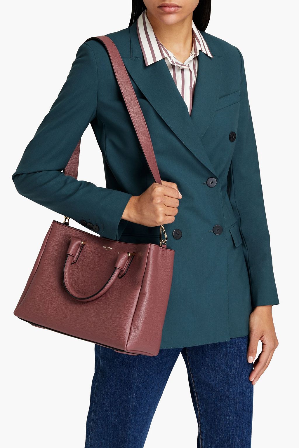 SERAPIAN Lorelei pebbled-leather tote