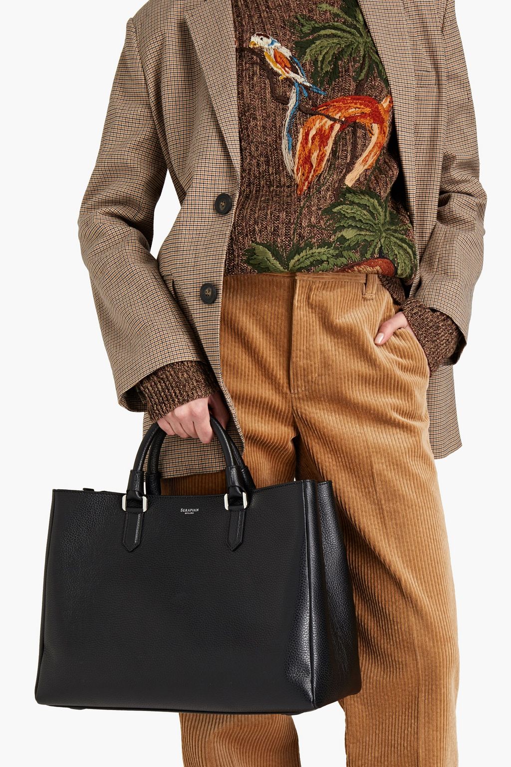 SERAPIAN Lorelei pebbled-leather tote