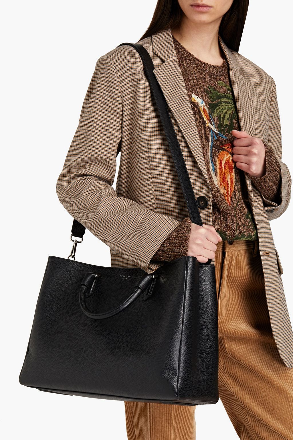 SERAPIAN Lorelei pebbled-leather tote