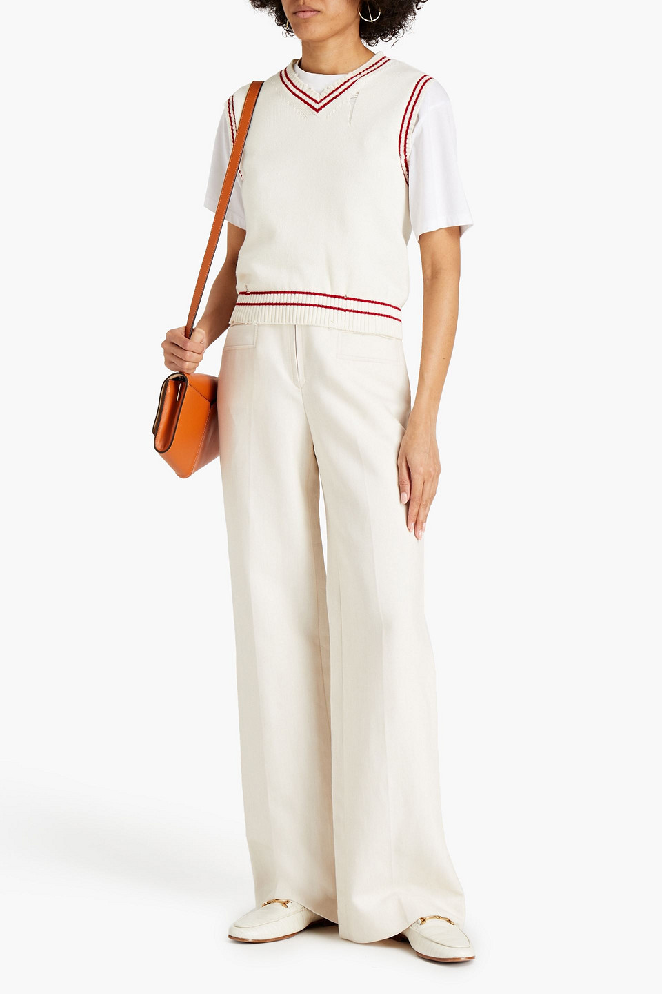 Sandro Ulysse Lyocell And Cotton-blend Wide-leg Trousers In White