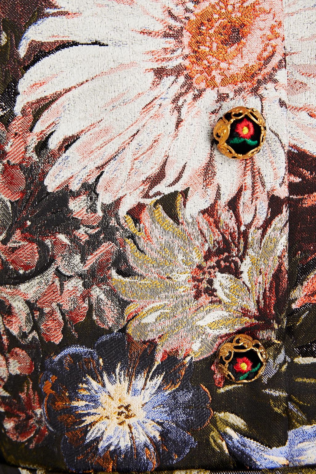DOLCE&GABBANA Belted embellished floral-jacquard dress
