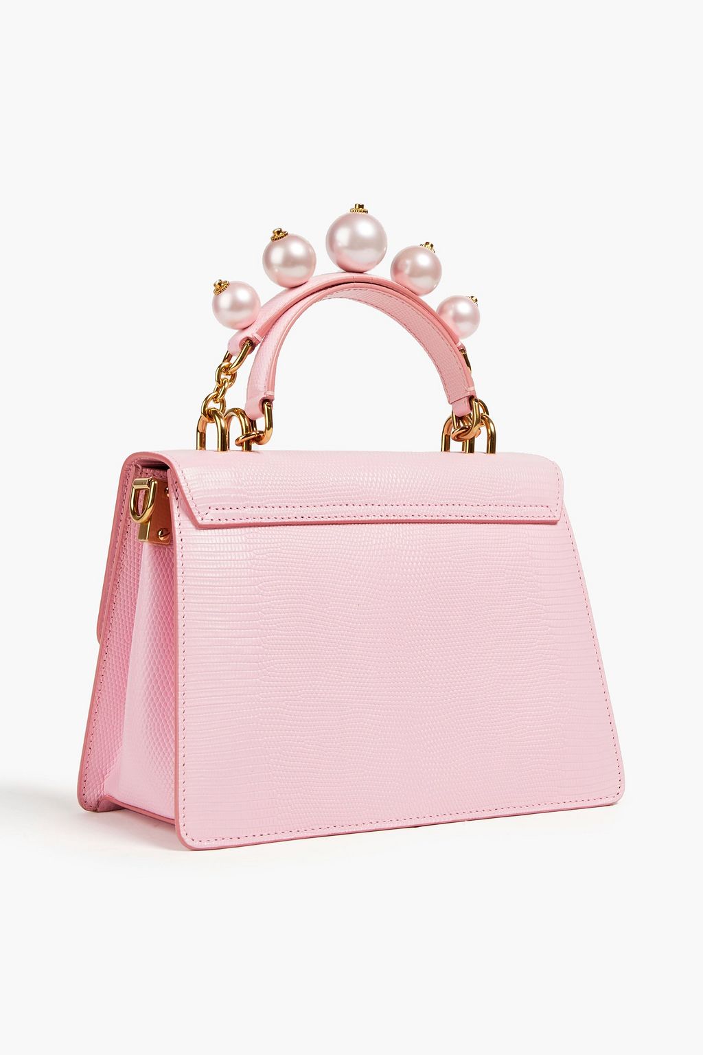 DOLCE&GABBANA Welcome embellished lizard-effect leather tote