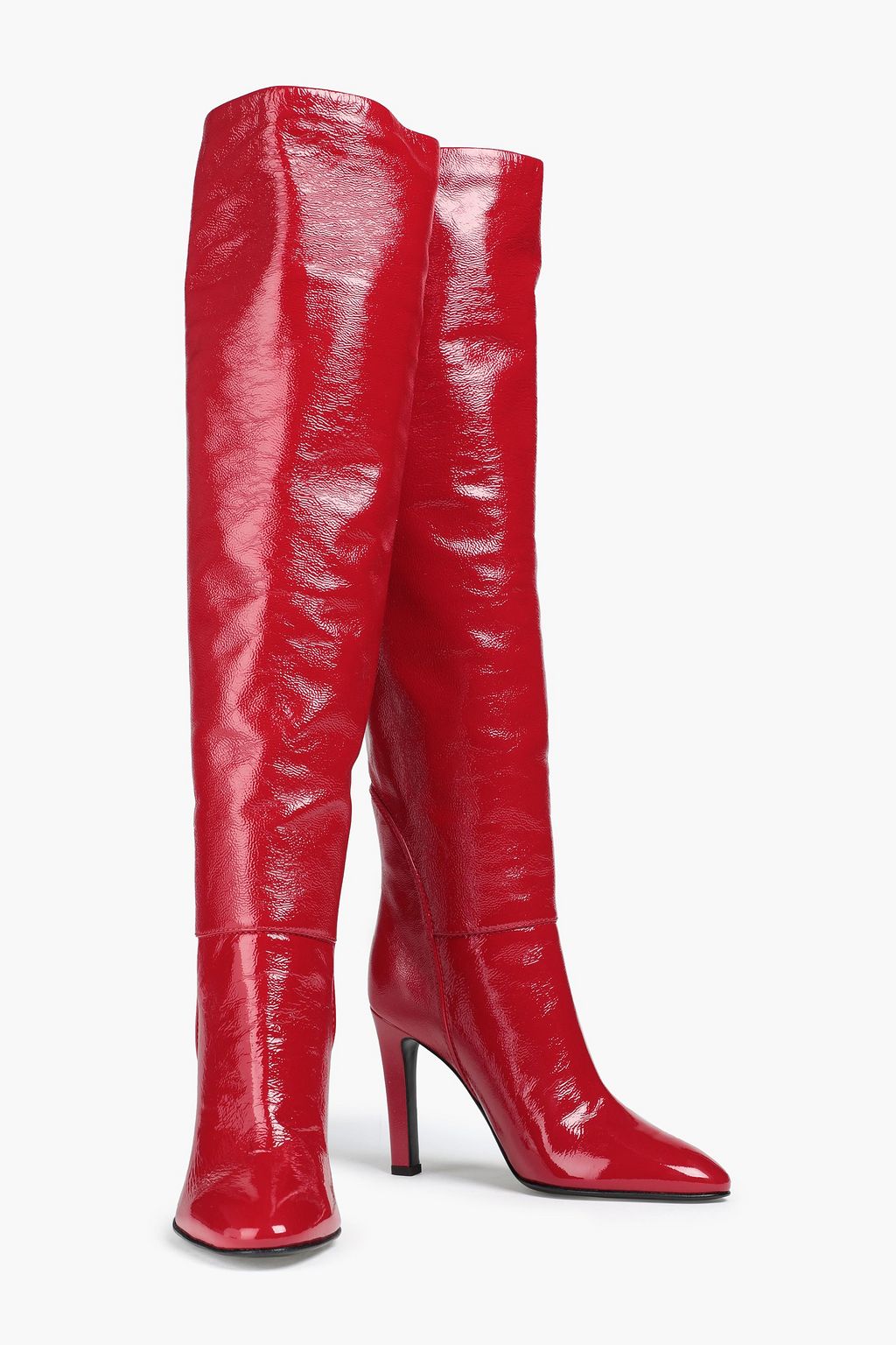 GIUSEPPE ZANOTTI Kubrick crinkled patent-leather thigh boots