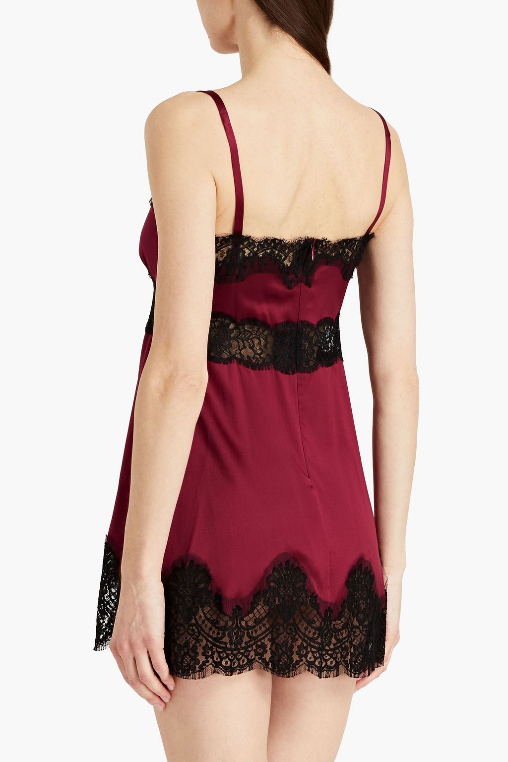 DOLCE&GABBANA Lace-paneled silk-blend satin-crepe chemise