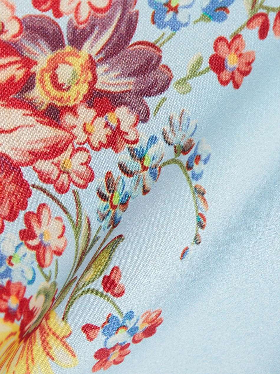 embellished tulle-trimmed floral-print silk midi dress