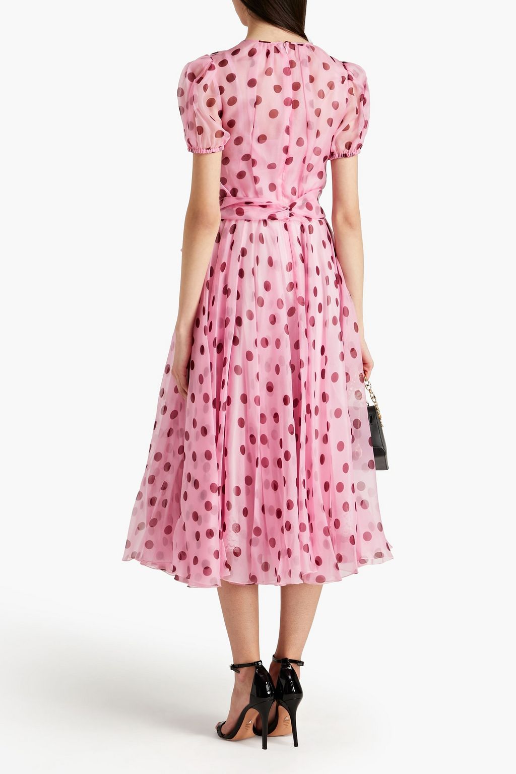 DOLCE&GABBANA Tie-front polka-dot silk-organza midi dress