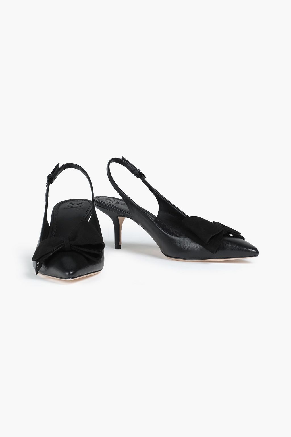 TORY BURCH Rosalind 65 bow-embellished leather slingback pumps