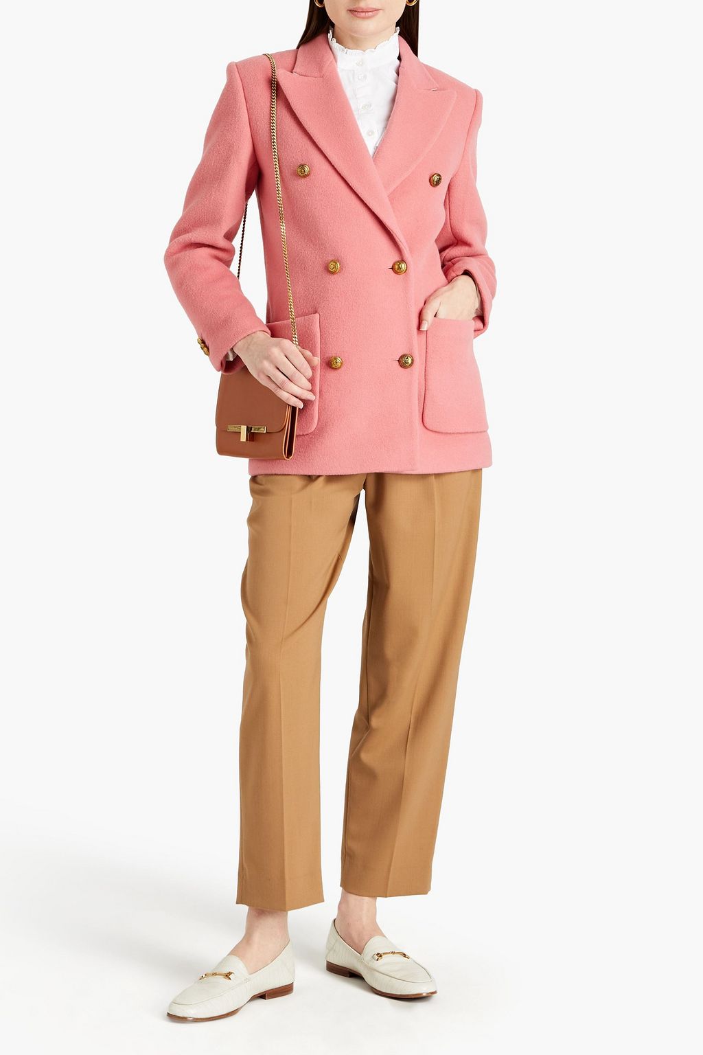 SANDRO Marcus double-breasted wool-blend felt coat