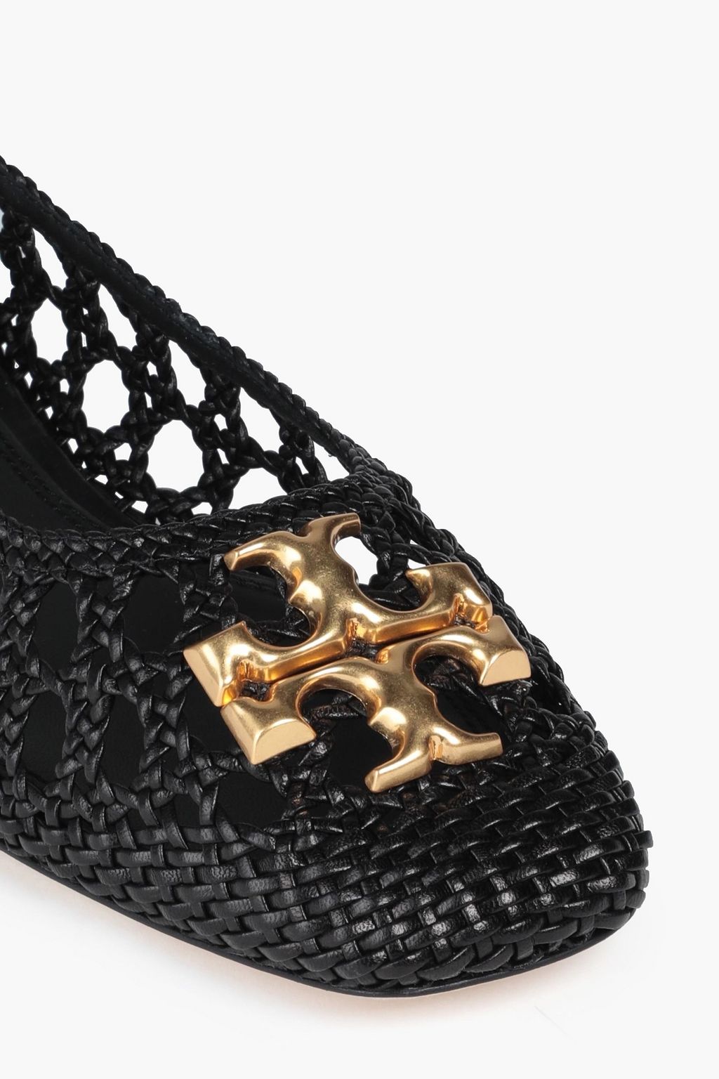 TORY BURCH Eleanor embellished woven leather ballet flats
