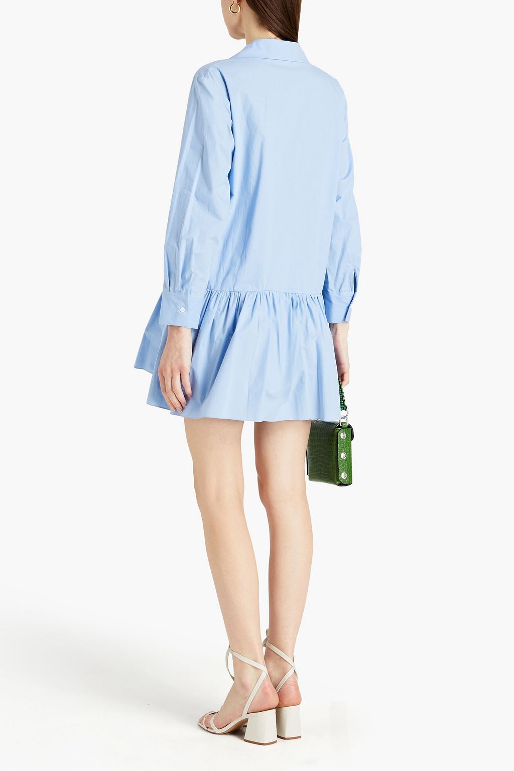 SANDRO Gathered cotton-poplin mini dress