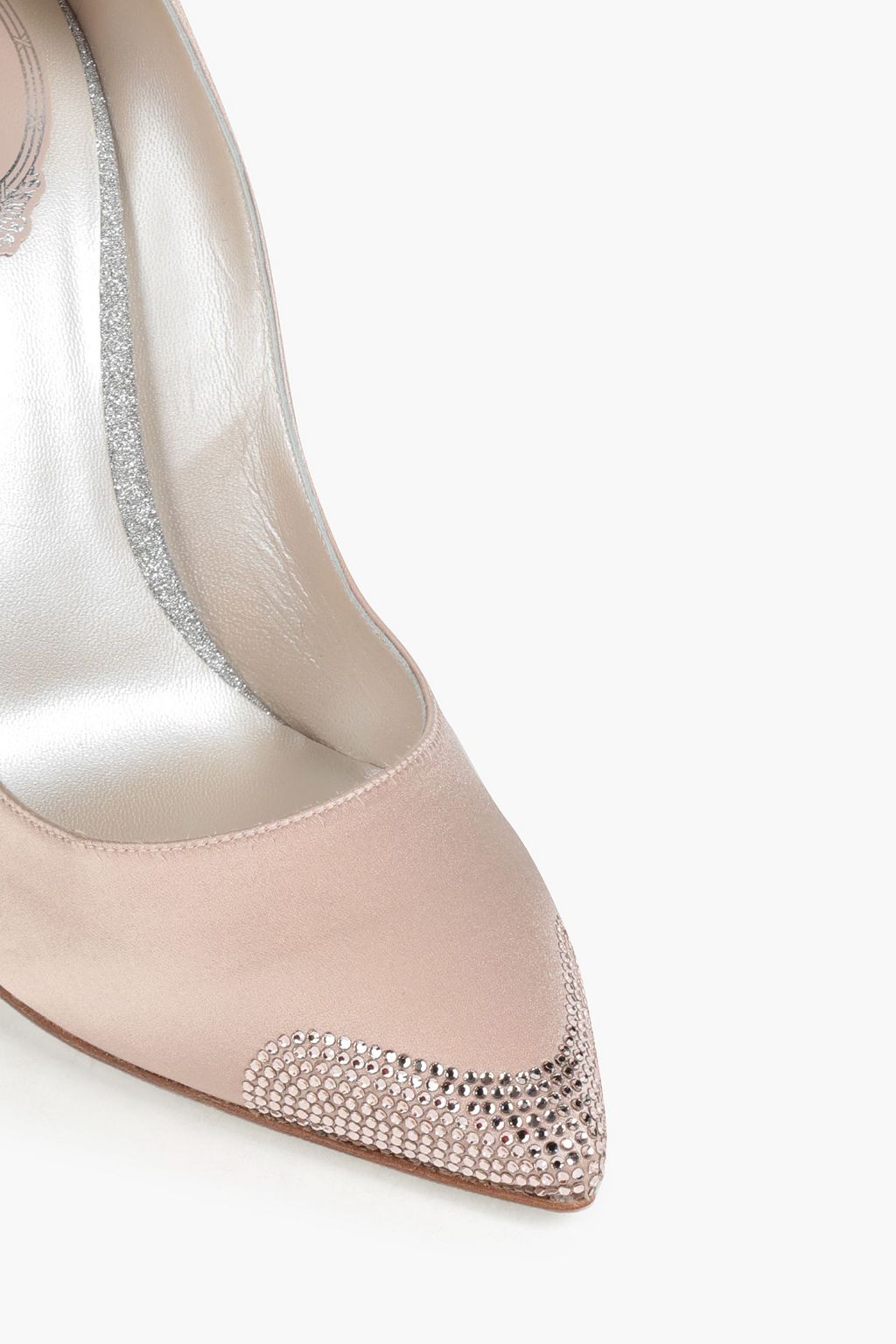 RENE' CAOVILLA Crystal-embellished satin pumps