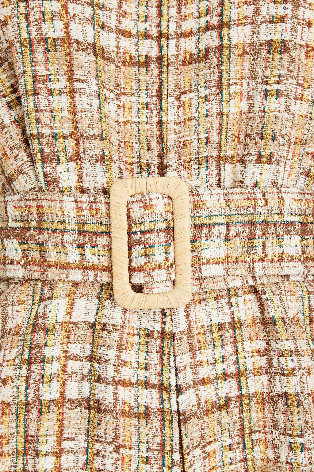 SANDRO Acacia belted checked cotton-blend tweed playsuit