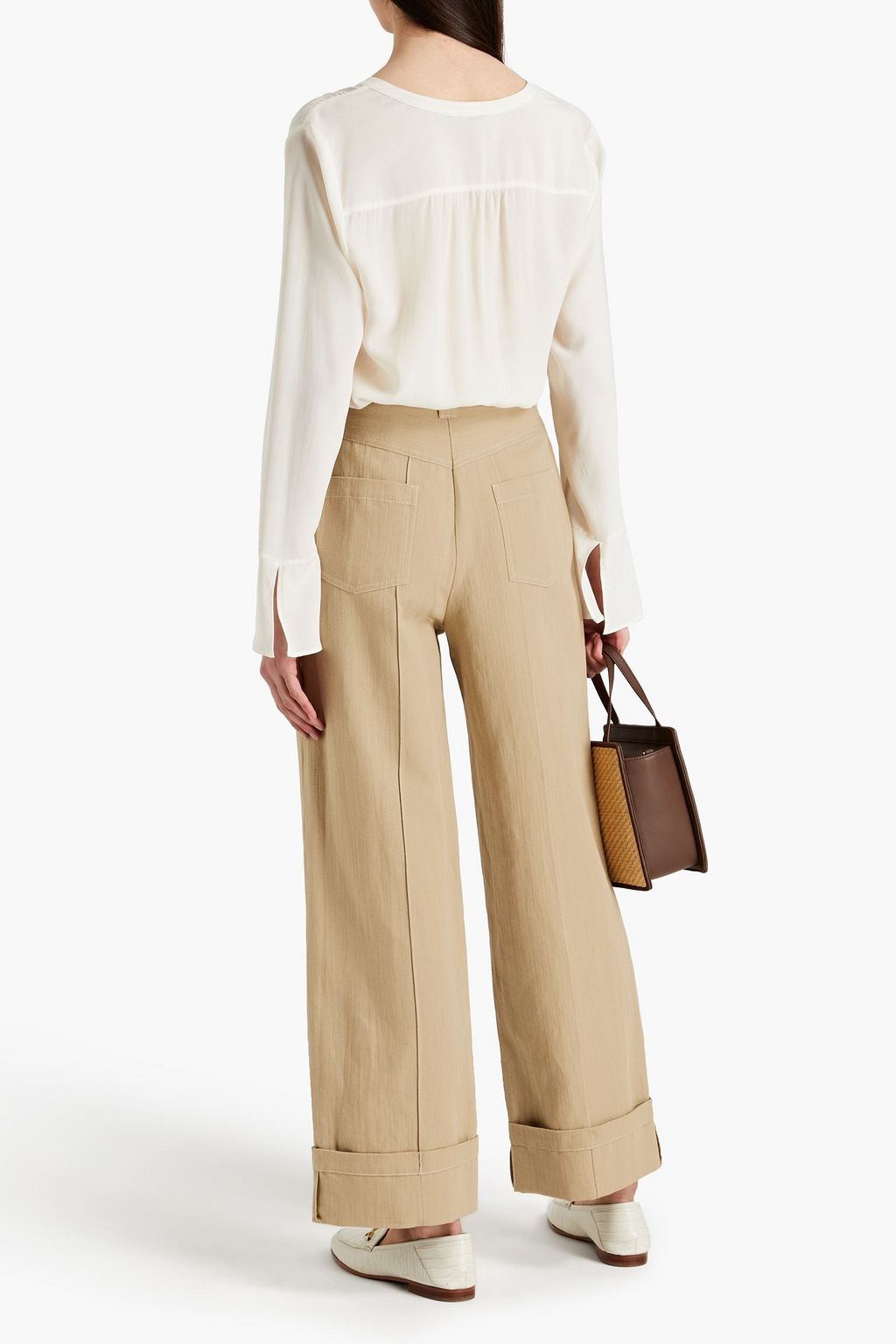 SANDRO Junior cotton and linen-blend wide-leg pants