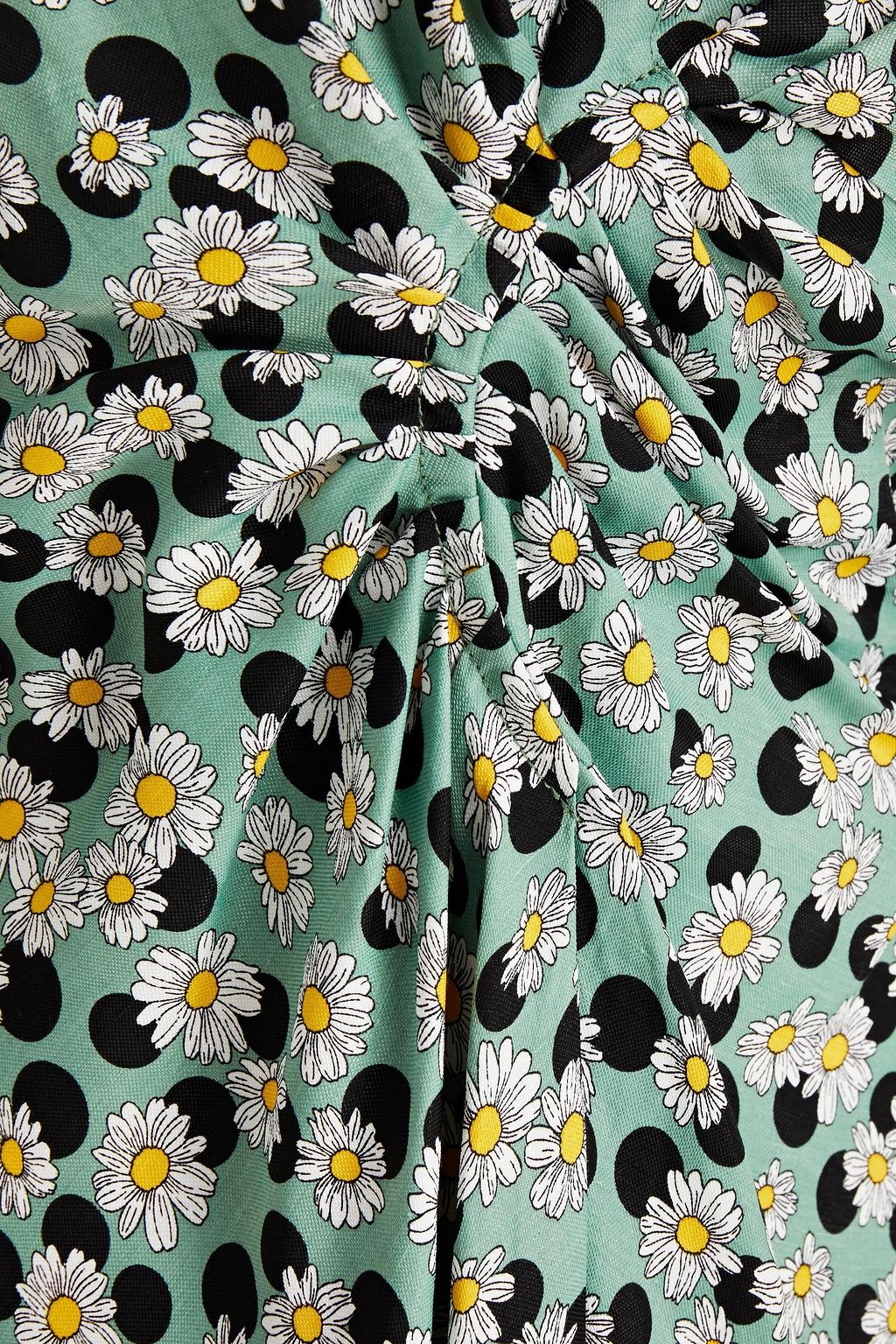 SANDRO Ruched printed linen-blend mini dress