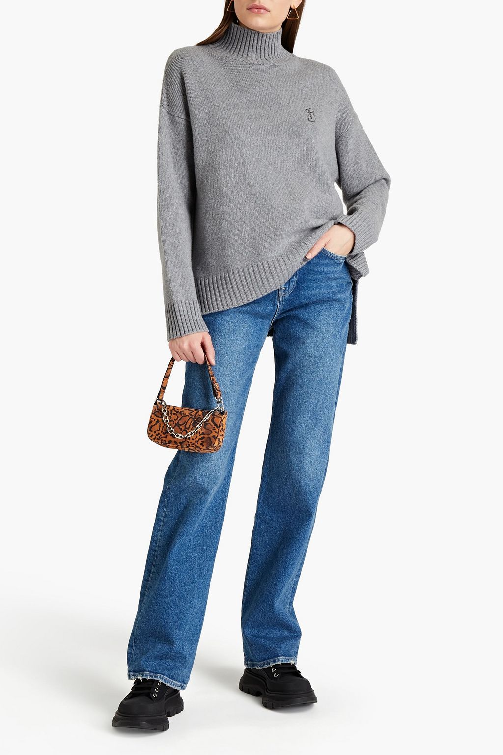 GANNI Merino wool and cashmere-blend turtleneck sweater