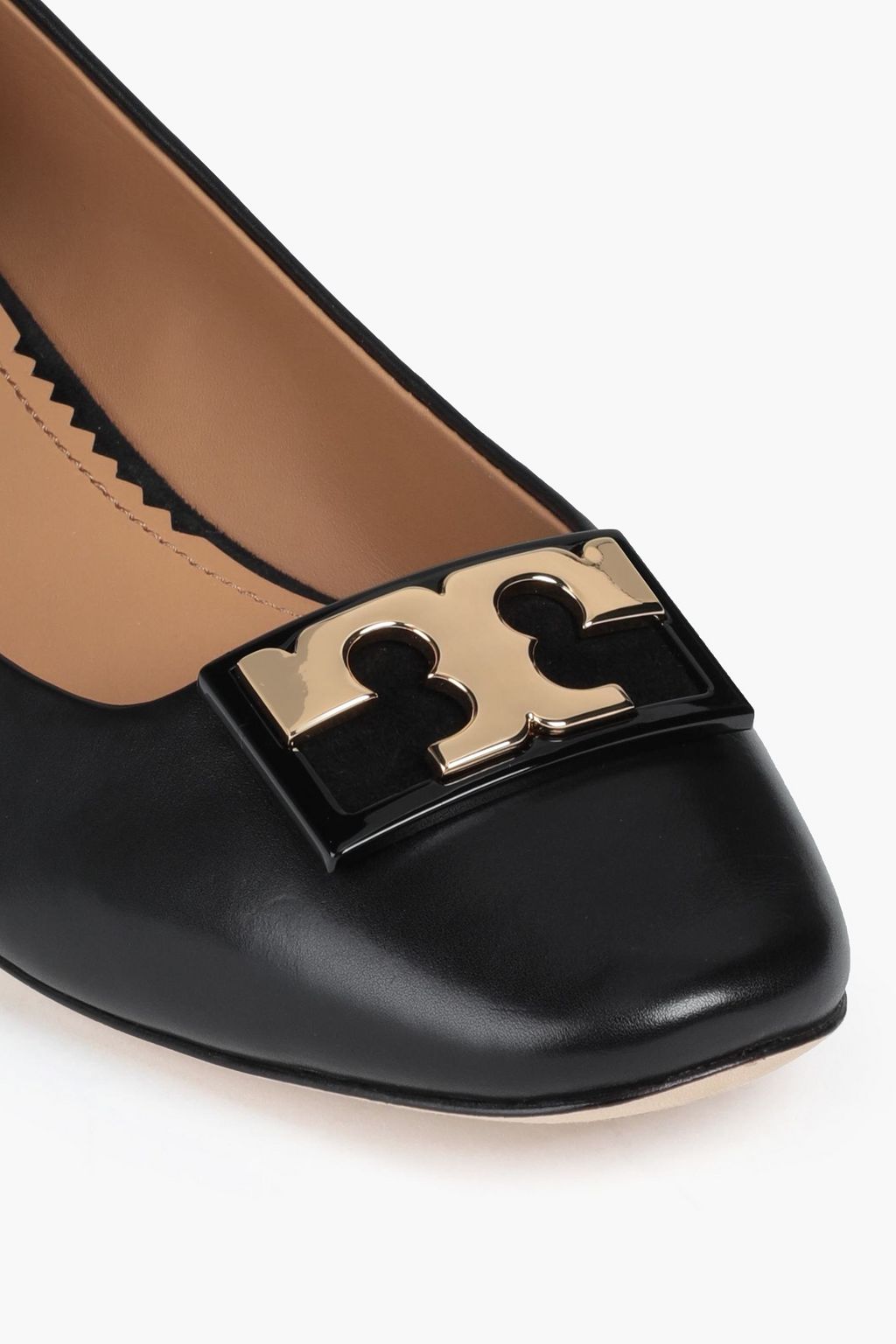 TORY BURCH Gigi 20 suede-trimmed leather ballet flats