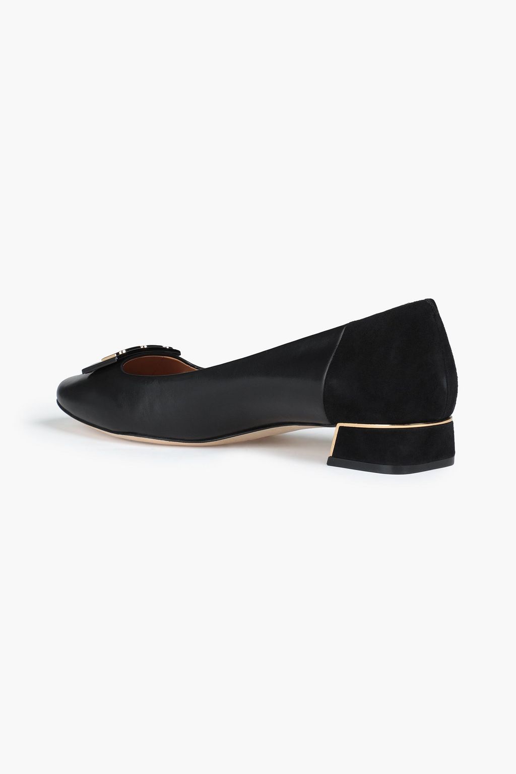 TORY BURCH Gigi 20 suede-trimmed leather ballet flats
