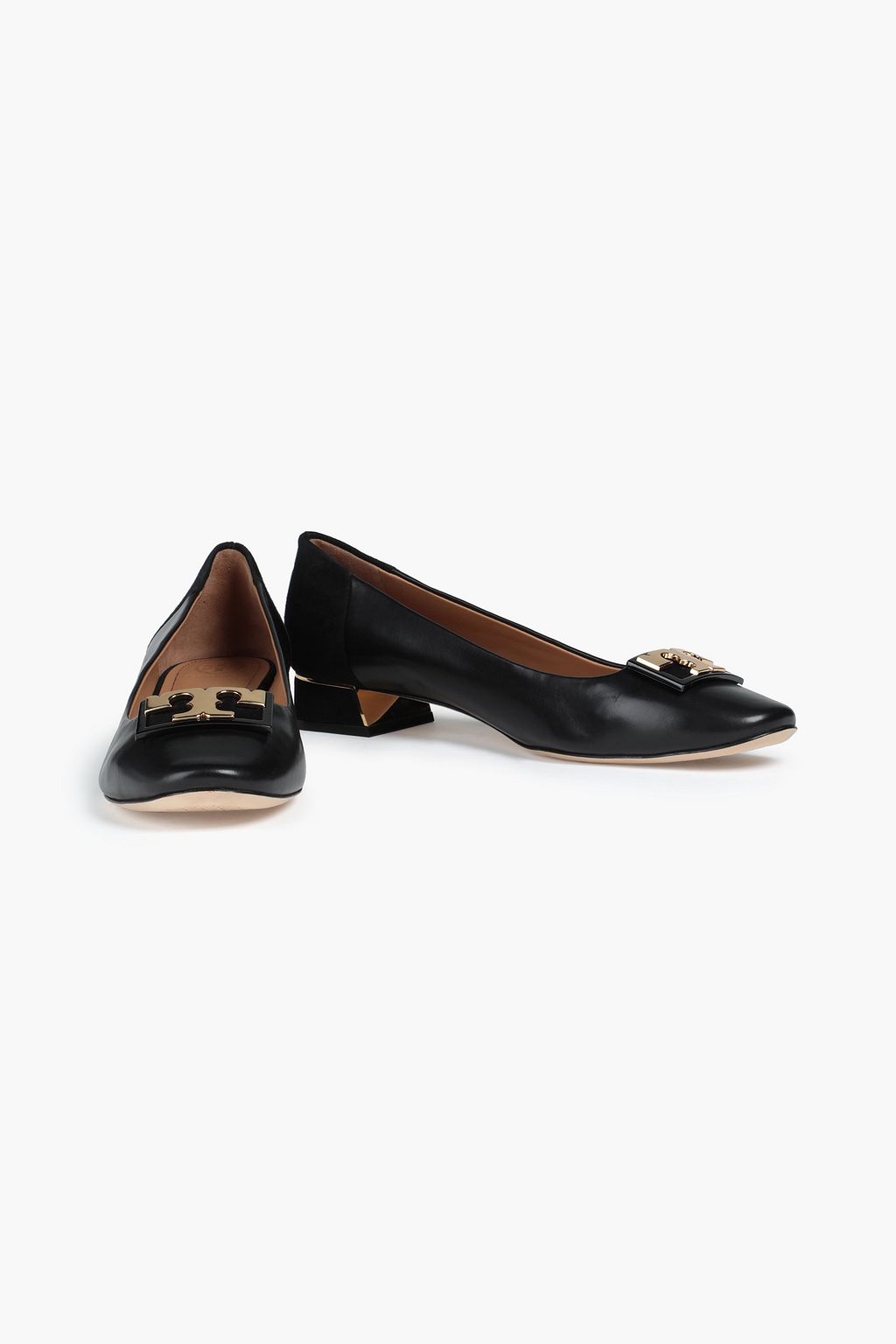 TORY BURCH Gigi 20 suede-trimmed leather ballet flats