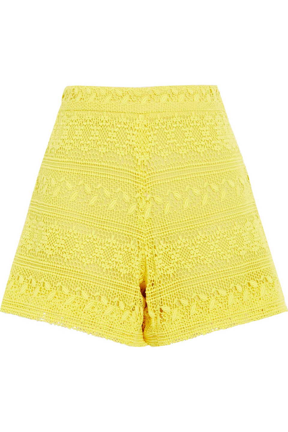 Cotton-blend guipure lace shorts