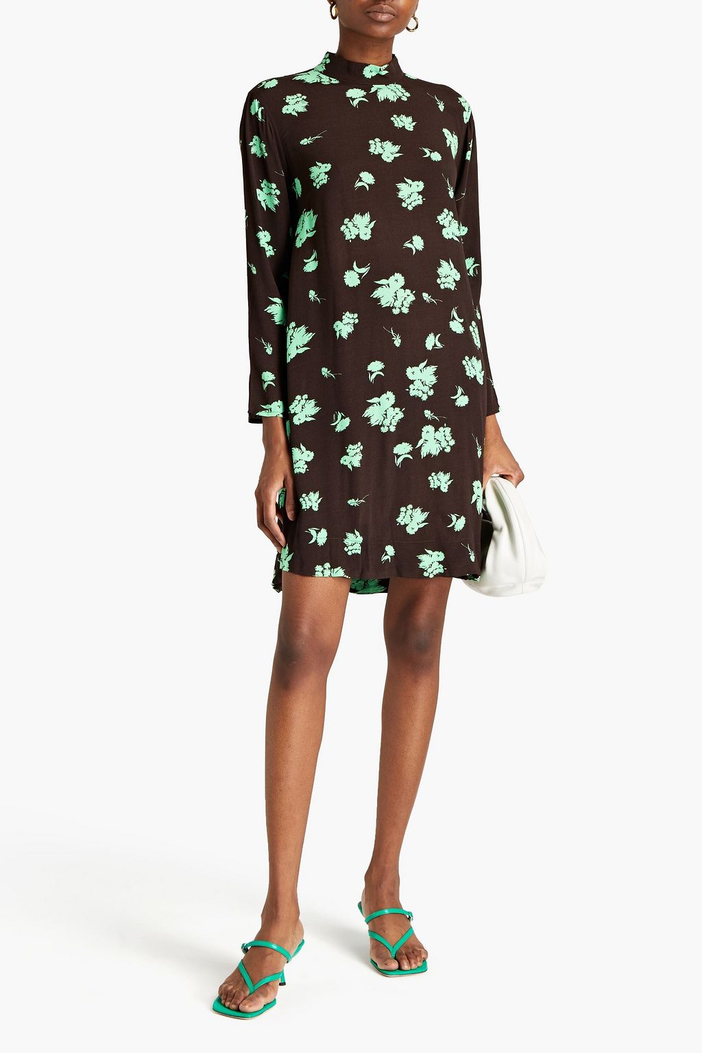 GANNI Floral-print crepe mini dress