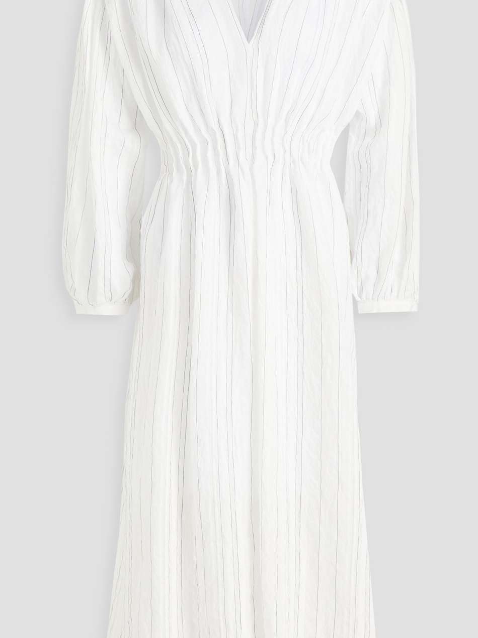 pintucked striped mousseline midi dress