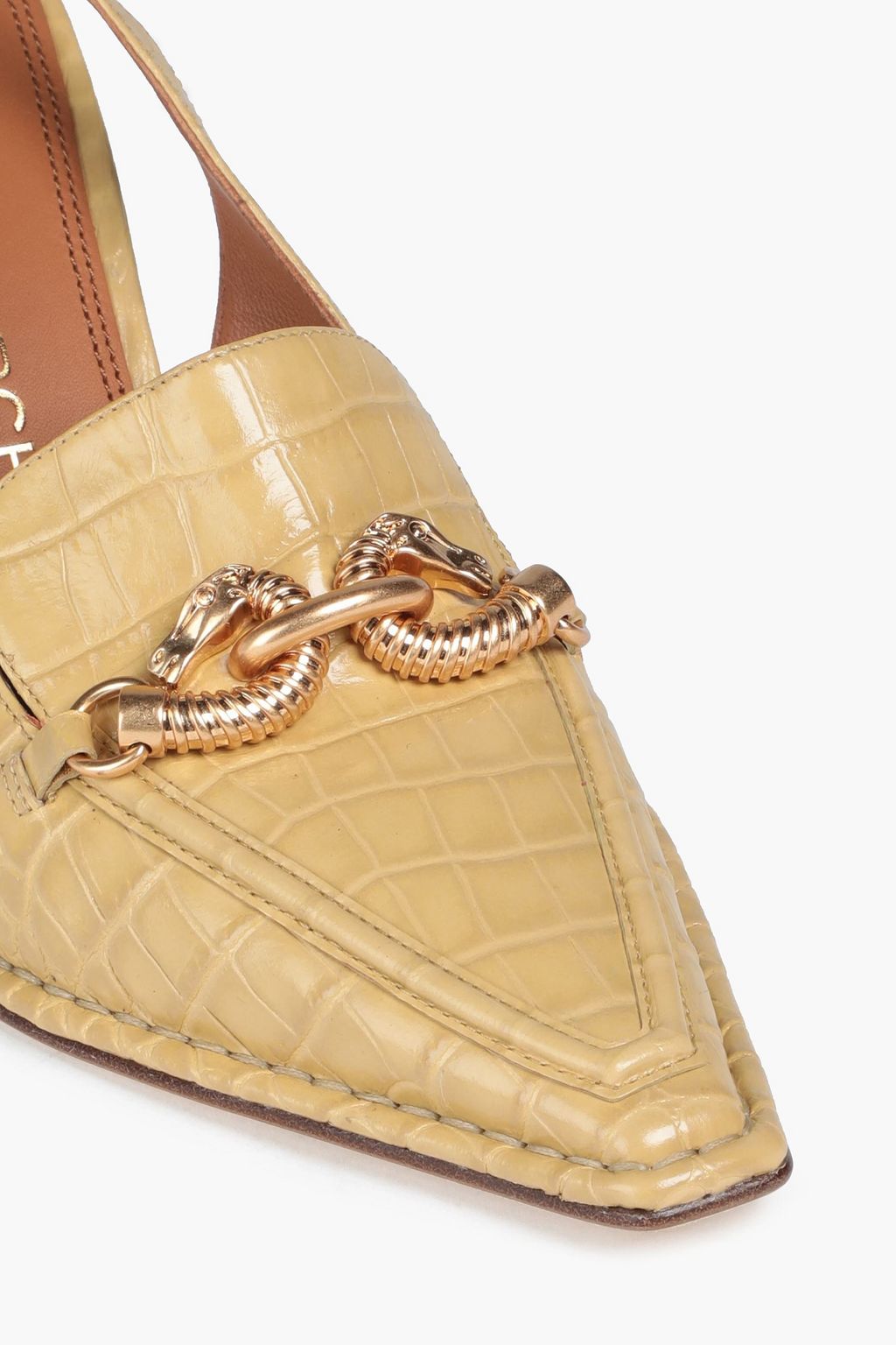 Pastel yellow Jessa 85 embellished croc-effect leather slingback pumps | Sale up to 70% off 