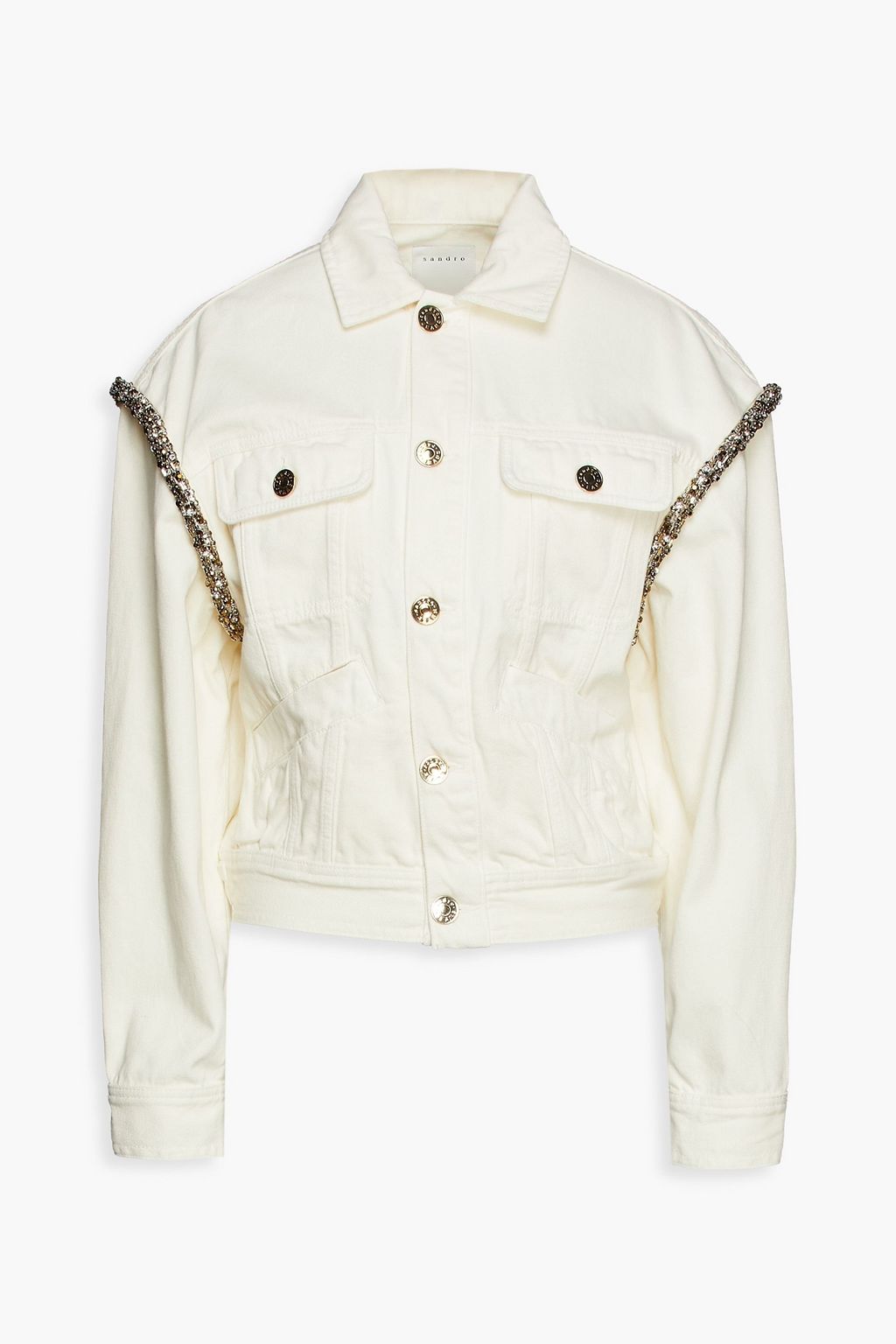 Ecru Paloma crystal-embellished denim 