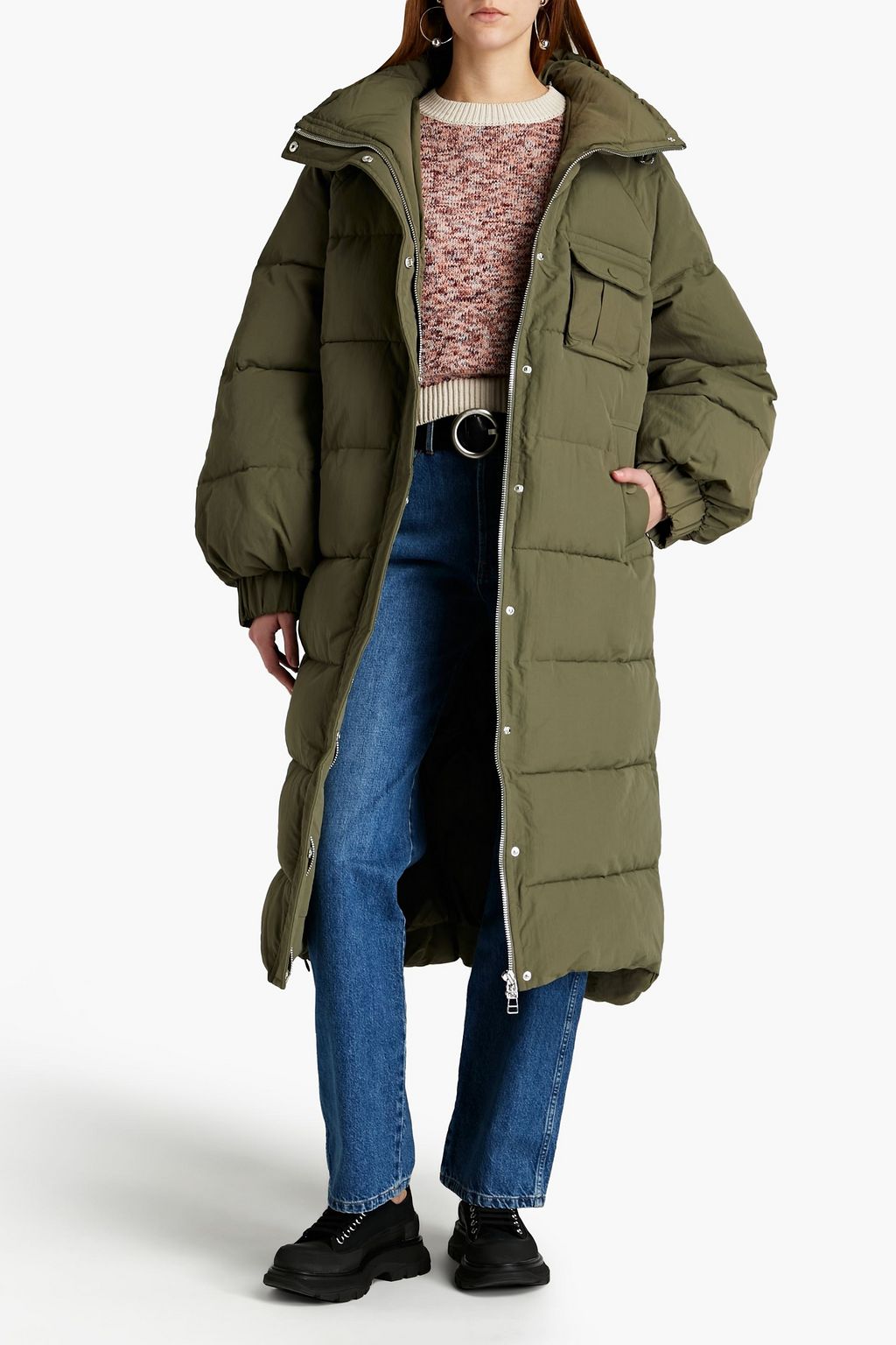GANNI Quilted shell coat