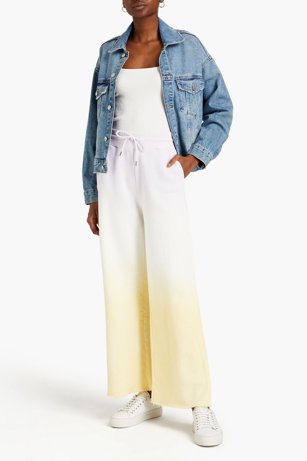 SANDRO Dégradé French cotton-terry track pants